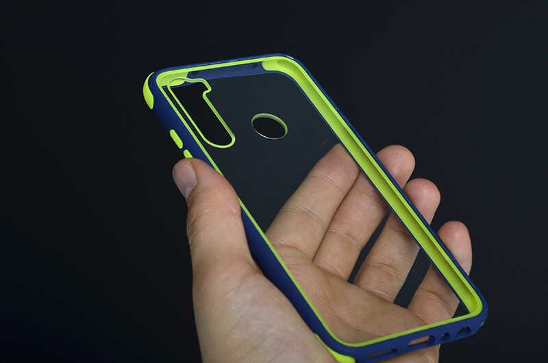 Xiaomi Redmi Note 8 Kılıf Şeffaf Sert Plastik Arka Yüzey Tasarımlı Kapak (TİRON) Siyah-Kırmızı