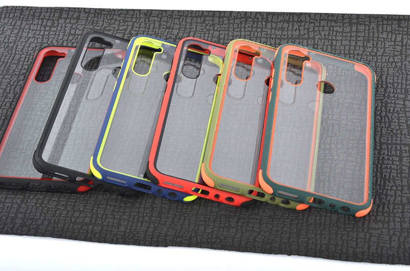 Xiaomi Redmi Note 8 Kılıf Şeffaf Sert Plastik Arka Yüzey Tasarımlı Kapak (TİRON) Siyah-Kırmızı