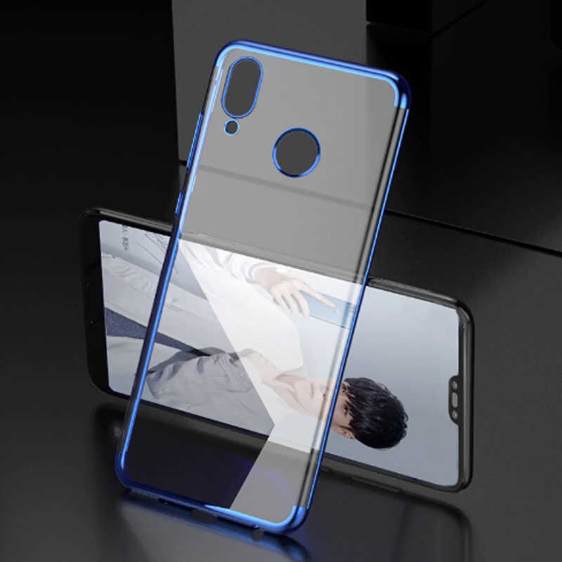 Huawei P Smart 2019 Kılıf Dört Köşe Renkli Lazer Şeffaf Silikon Kapak (GLİTTER) Rose Gold