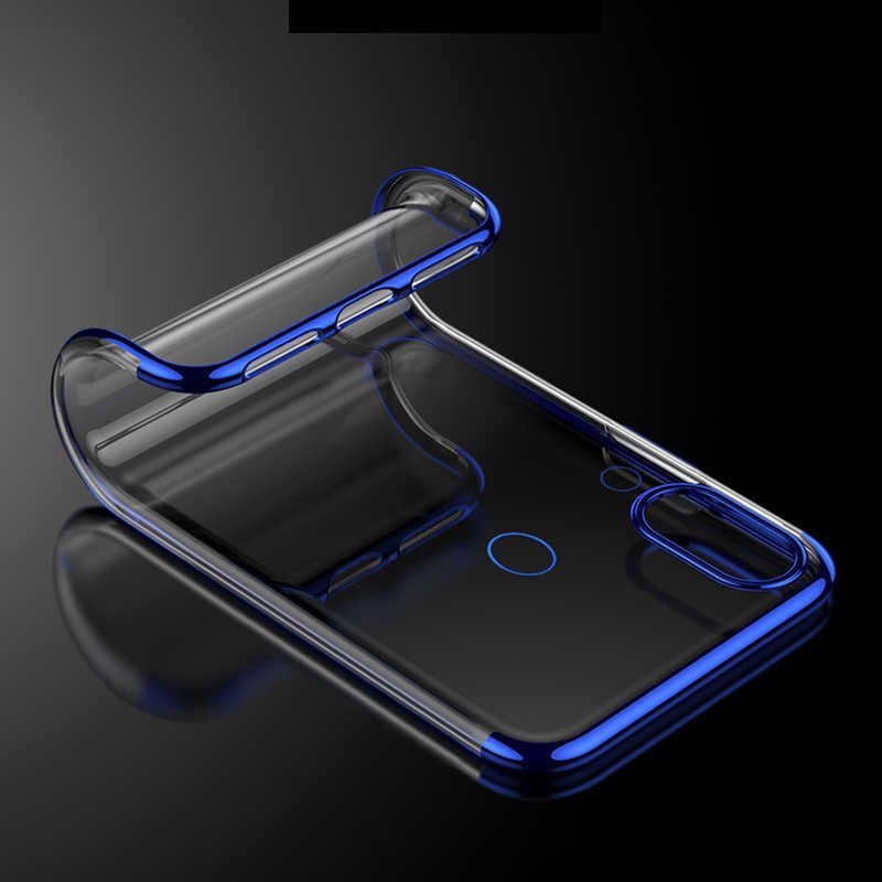 Huawei Honor Play Kılıf Dört Köşe Renkli Lazer Şeffaf Silikon Kapak (GLİTTER) Kırmızı