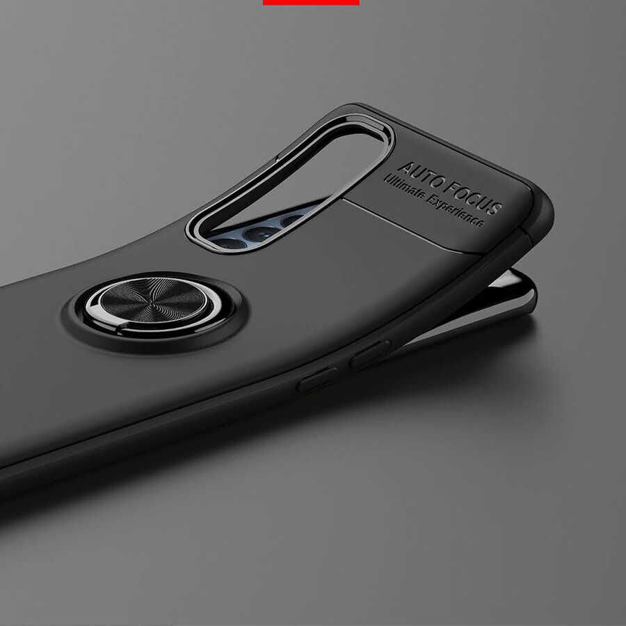 Oppo Reno 4 Pro 4G Kılıf Kamera Çıkıntılı Renkli Yüzüklü Standlı Mıknatıslı Kapak (RAVEL) Kırmızı