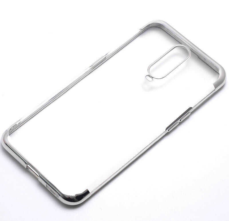 Oppo RX17 Pro Kılıf Dört Köşe Renkli Lazer Şeffaf Silikon Kapak (GLİTTER) Gri