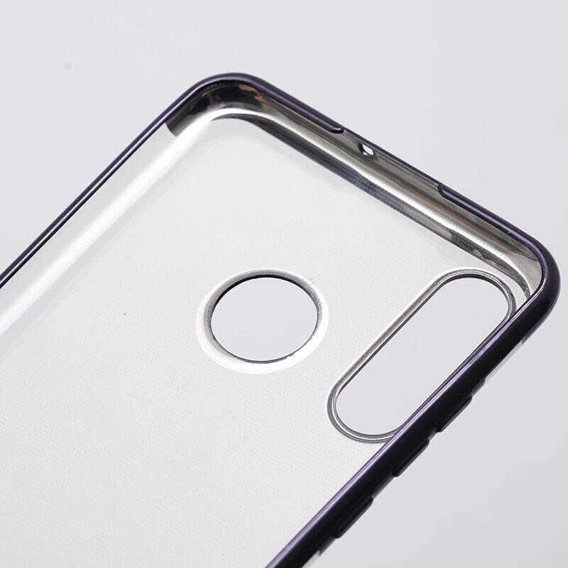 Huawei P30 Lite Kılıf Dört Köşe Renkli Lazer Şeffaf Silikon Kapak (GLİTTER) Gri