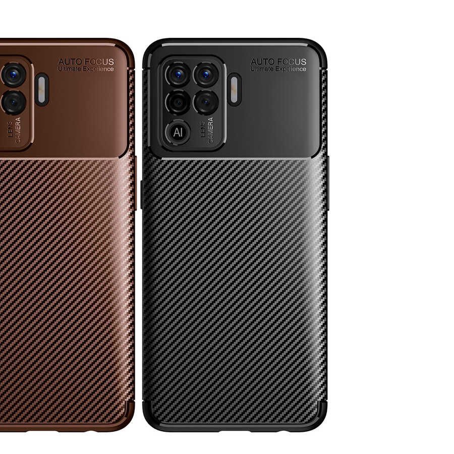 Oppo Reno 5 Lite Kılıf Kamera Çıkıntılı Karbon Fiber Dokulu Renk Atmaz Kapak (NEGRO) Lacivert