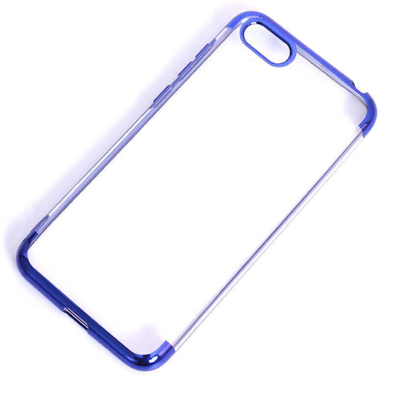 Huawei Y5 2018 Kılıf Dört Köşe Renkli Lazer Şeffaf Silikon Kapak (GLİTTER) Mavi