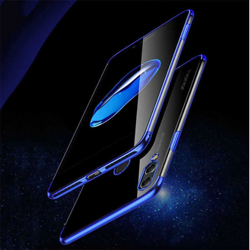 Huawei Y7 Prime 2019 Kılıf Dört Köşe Renkli Lazer Şeffaf Silikon Kapak (GLİTTER) Siyah