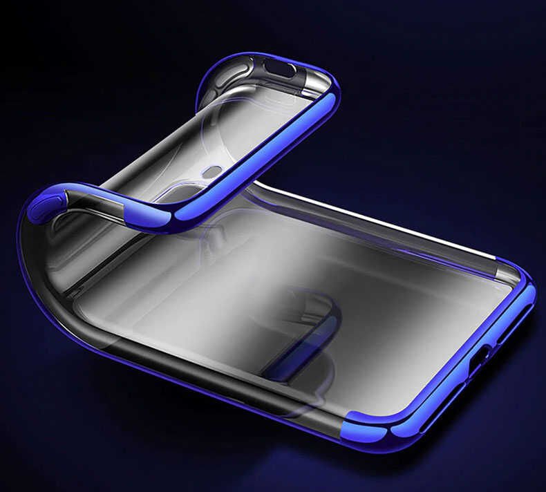 Huawei Y7 Prime 2019 Kılıf Dört Köşe Renkli Lazer Şeffaf Silikon Kapak (GLİTTER) Gri