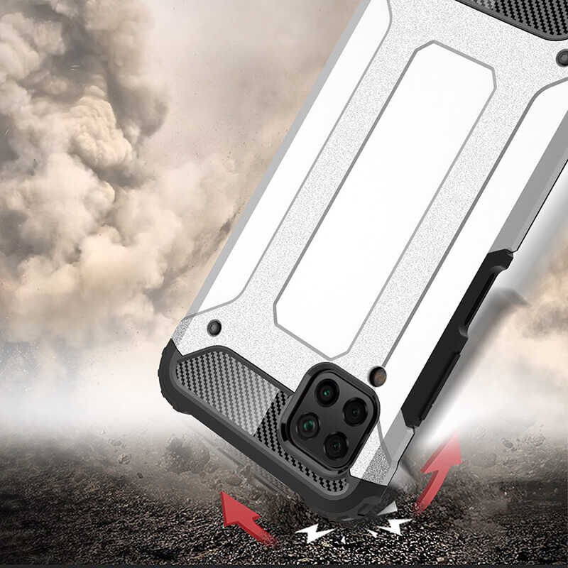 Huawei P40 Lite Kılıf Armor Köşe Korumalı Çift Katman Tank Zırh Kapak (CRASH) Rose Gold