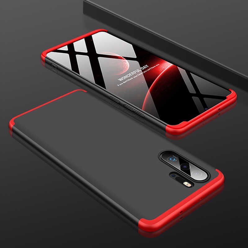 Huawei P30 Pro Kılıf 360 Tam Koruma Ön Ve Arka Sert Mika Kapak Orjinal Ays Gkk Kapak Siyah-Kırmızı