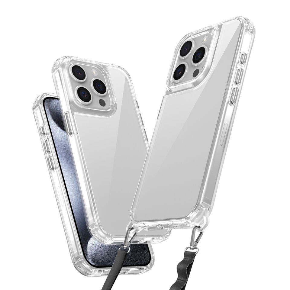 Apple iPhone 15 Pro Kılıf Airbagli Takılabilir Askı Aparatlı HEPTEKİLETİŞİM Snap Silikon Kapak