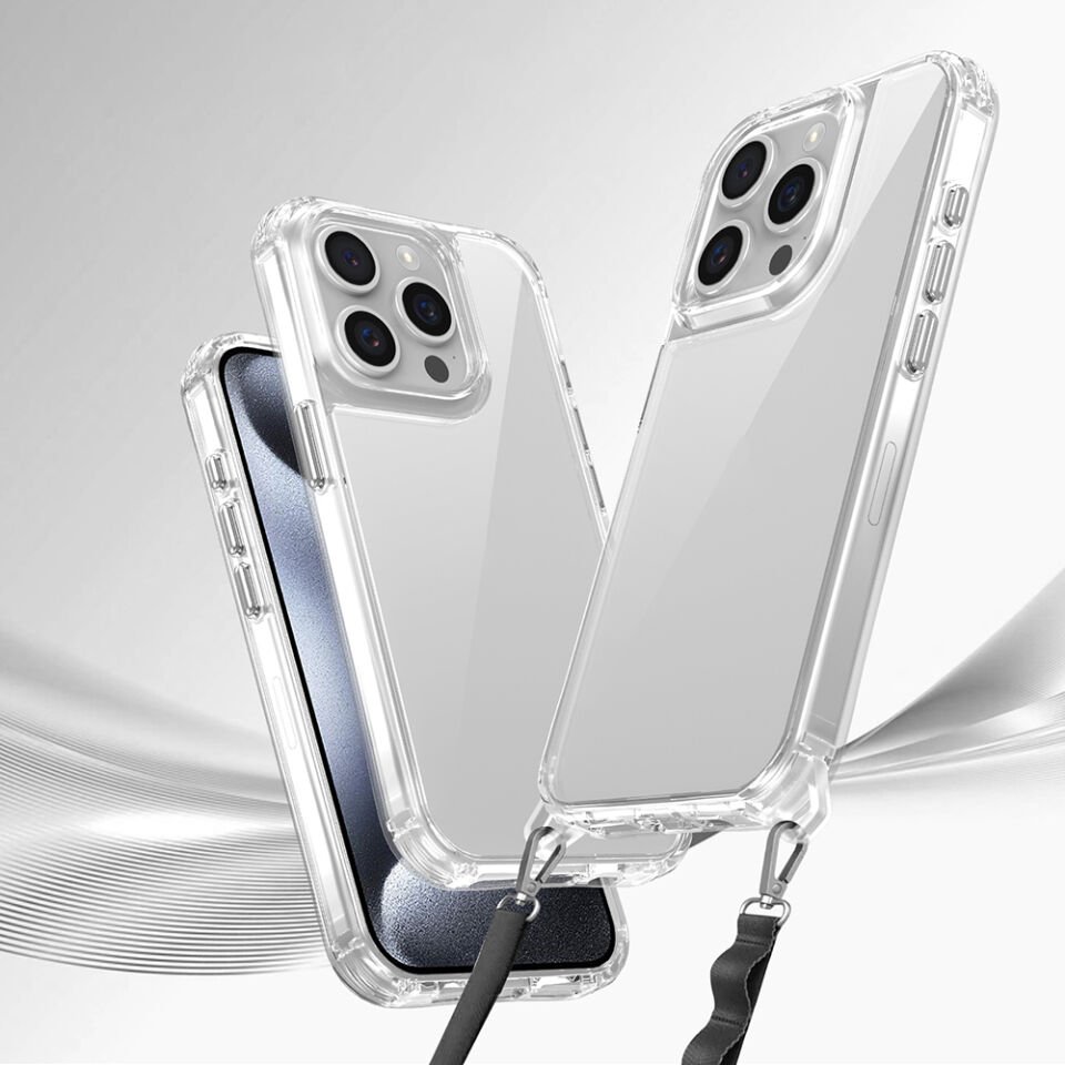 Apple iPhone 15 Pro Kılıf Airbagli Takılabilir Askı Aparatlı HEPTEKİLETİŞİM Snap Silikon Kapak