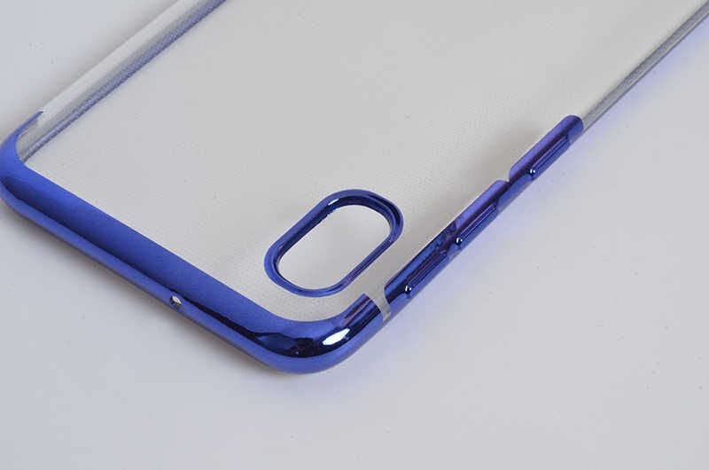 Samsung Galaxy A10 Kılıf Dört Köşe Renkli Lazer Şeffaf Silikon Kapak (GLİTTER) Gold