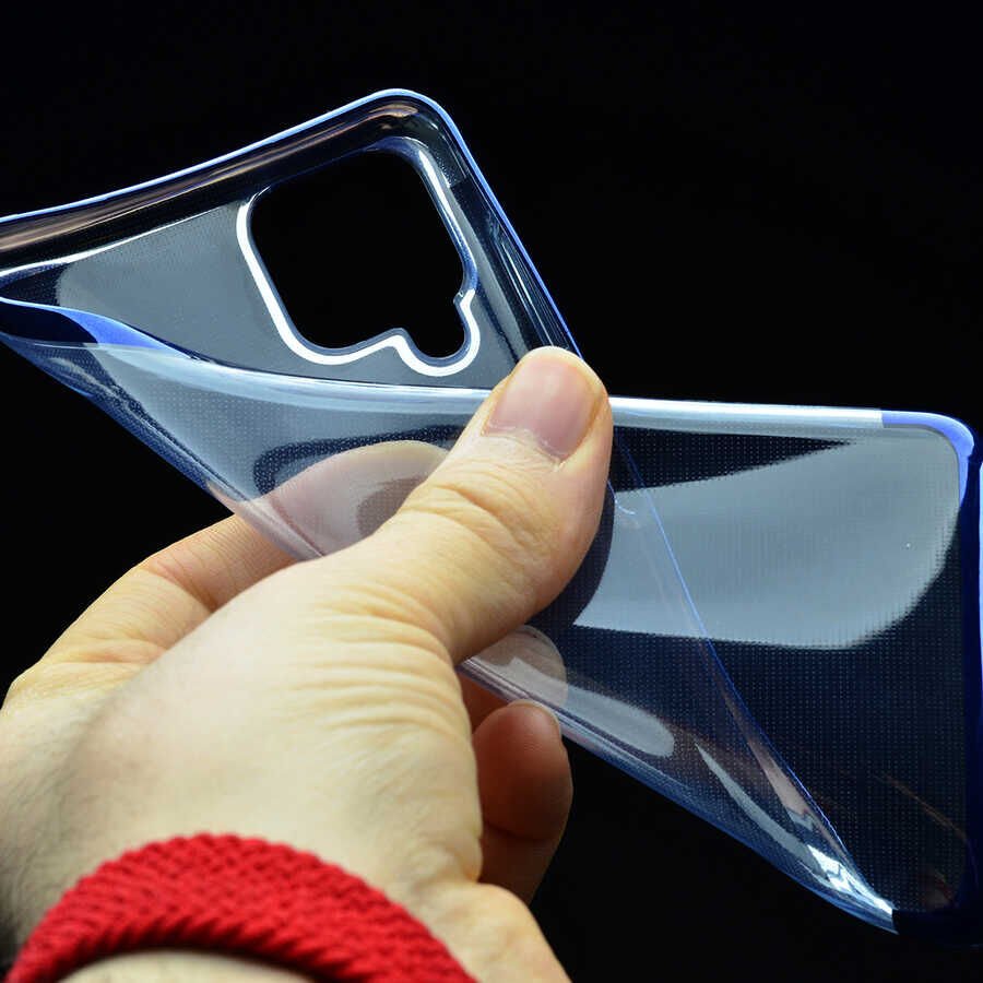 Galaxy A12 Kılıf HEPTEKİLETİŞİM Dört Köşeli Lazer Silikon Kapak