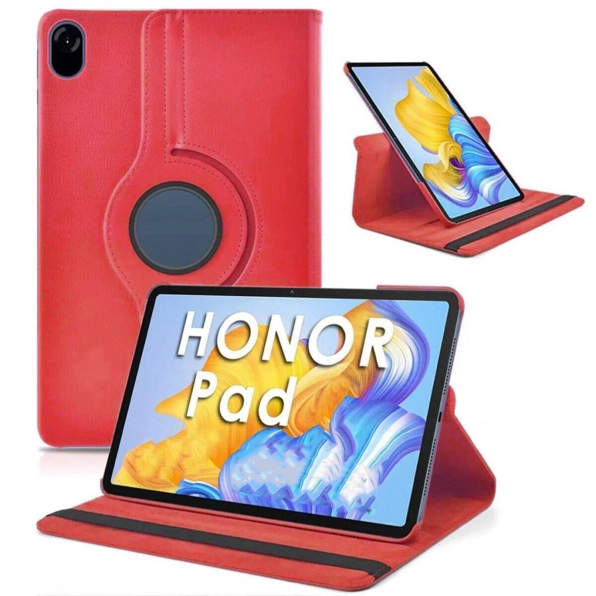 Huawei Honor X9 11.5' Kılıf Dönebilen Standlı 360 Tam Korumalı Tablet KIlıf (D-T) Kırmızı