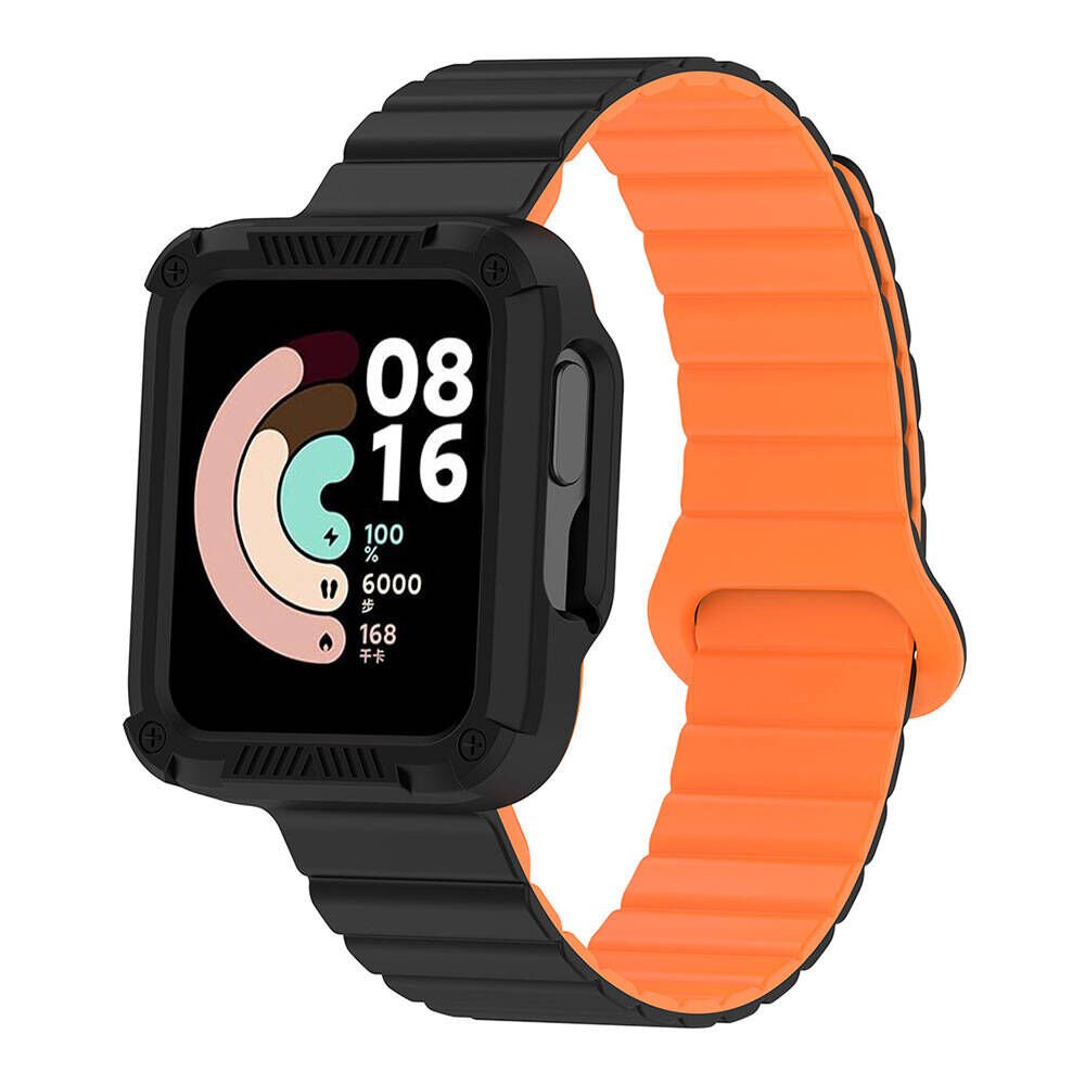 Xiaomi Redmi Watch 1 Silikon Kordon Strap Kayış (KRD-105) Siyah-Turuncu