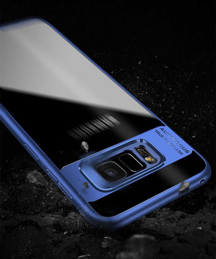 Samsung Galaxy S8 Kılıf Kenarları Silikon Arkası Şeffaf Sert Kapak (BUTTOM) Pembe