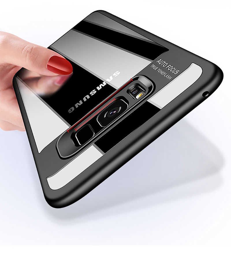 Samsung Galaxy S8 Plus Kılıf Kenarları Silikon Arkası Şeffaf Sert Kapak (BUTTOM) Siyah