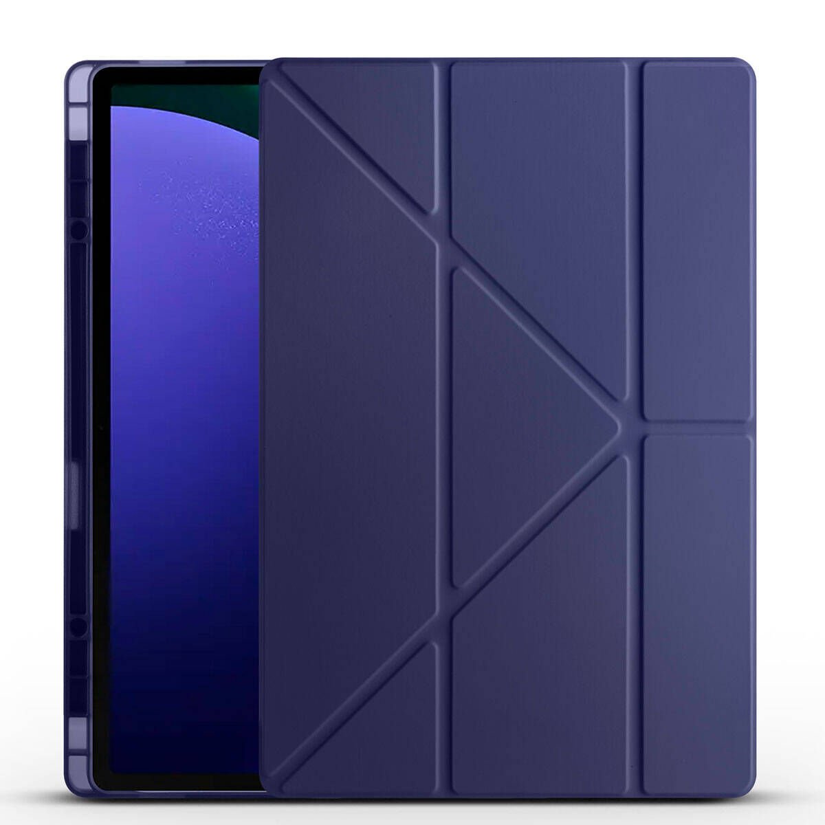 Samsung Galaxy Tab S9 Ultra Kılıf Kalem Bölmeli Standlı 360 Derece Tam Korumalı Tasarım (TR) Lacivert