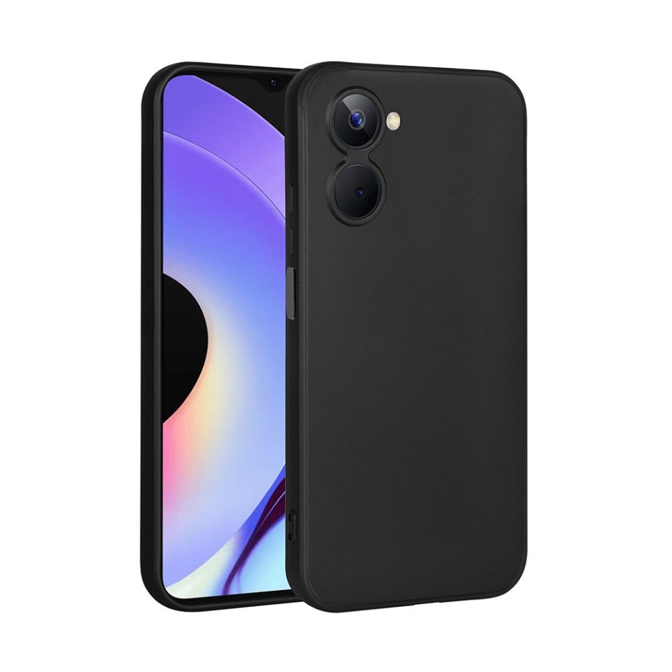 Realme 10 4G Kılıf Yumuşak Dokulu Soft Esnek İnce Mat Renkli Silikon Kapak (PREMİER) Siyah