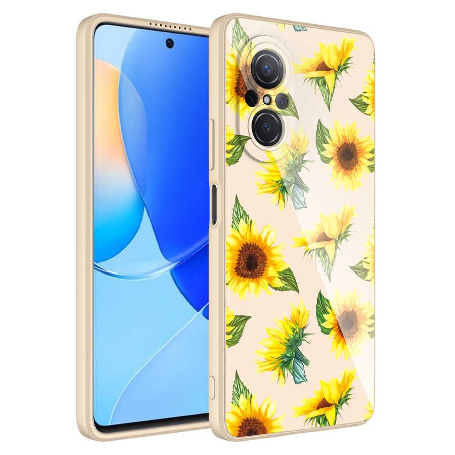 Huawei Nova 9 SE Kılıf Kamera Korumalı Bulut Desenli Renkli Sert Parlak Silikon Kapak (Epoksi) NO2