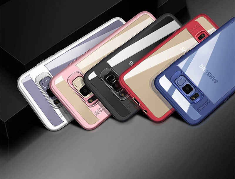 Samsung Galaxy S8 Plus Kılıf Kenarları Silikon Arkası Şeffaf Sert Kapak (BUTTOM) Pembe