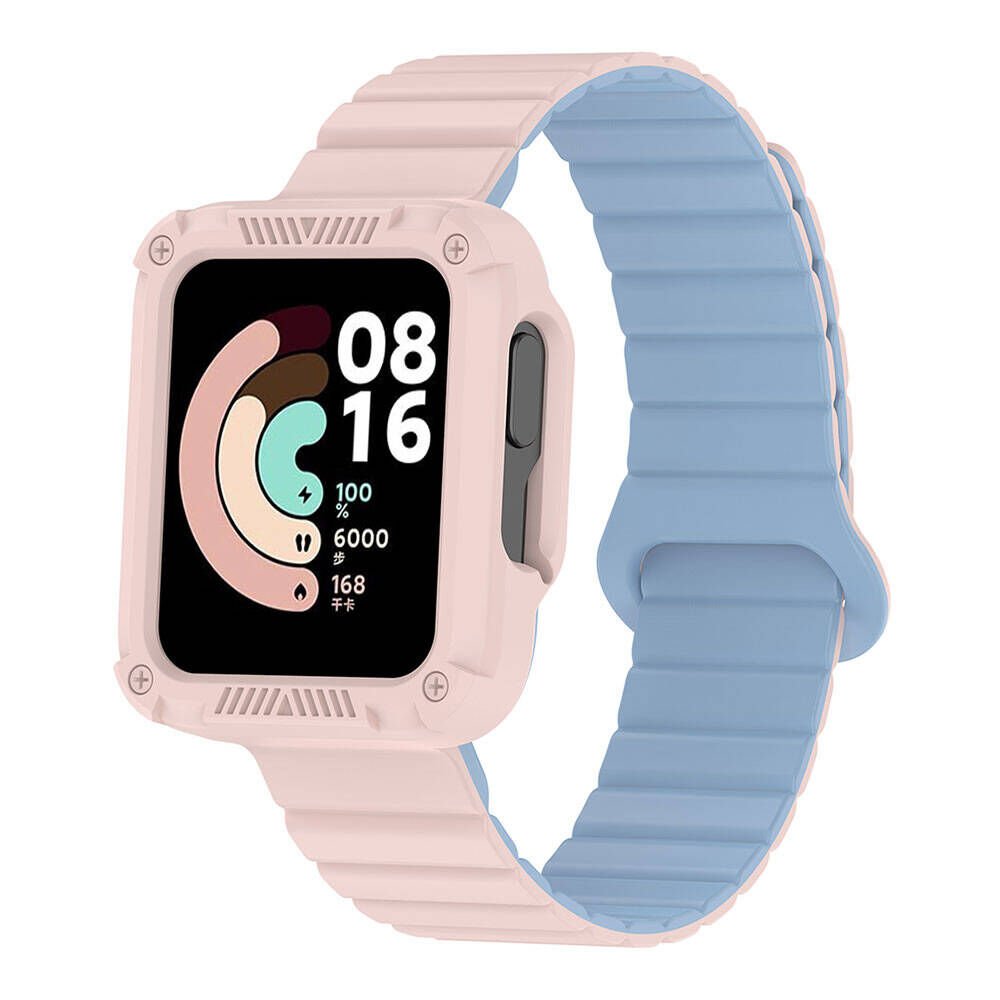 Xiaomi Redmi Watch 1 Silikon Kordon Strap Kayış (KRD-105) Pembe-Mavi