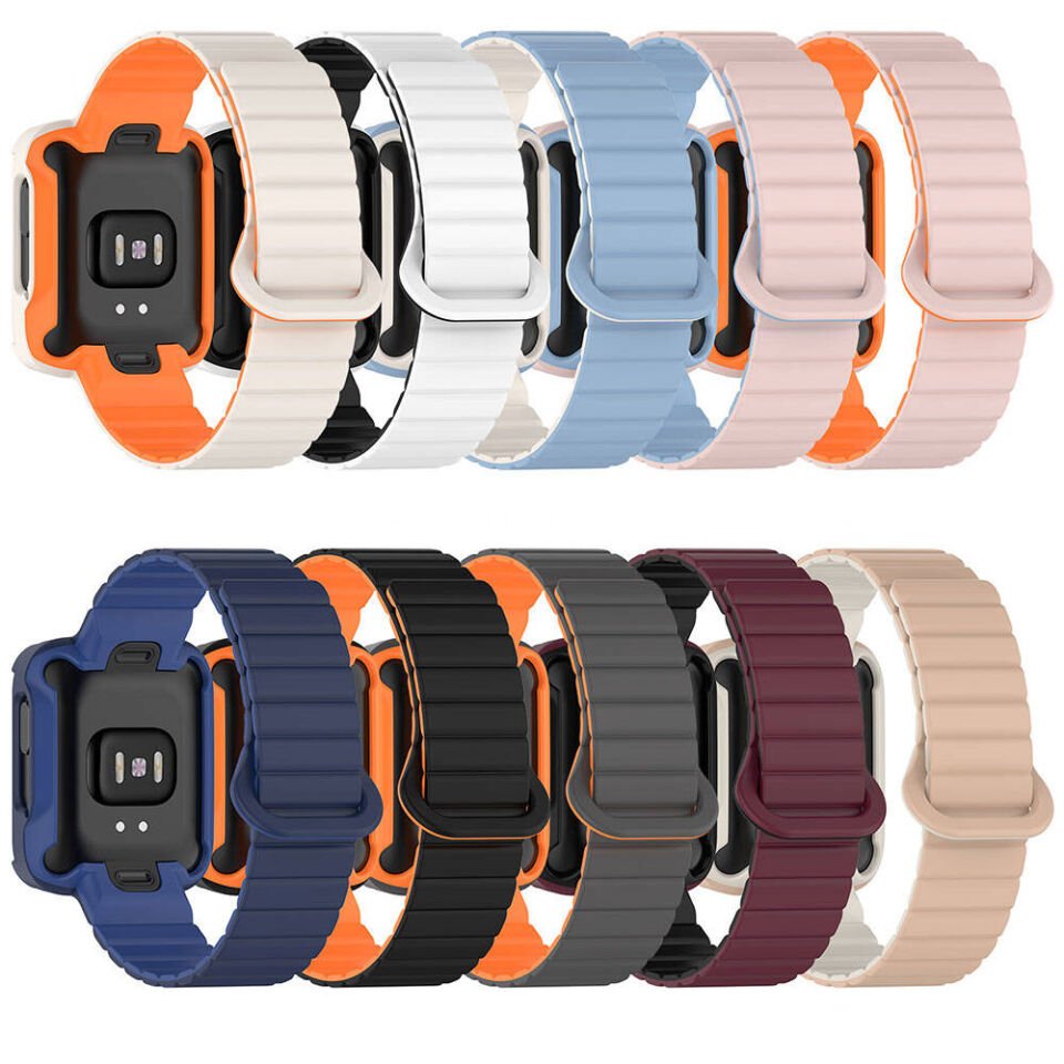 Xiaomi Redmi Watch 1 Silikon Kordon Strap Kayış (KRD-105) Gri-Turuncu