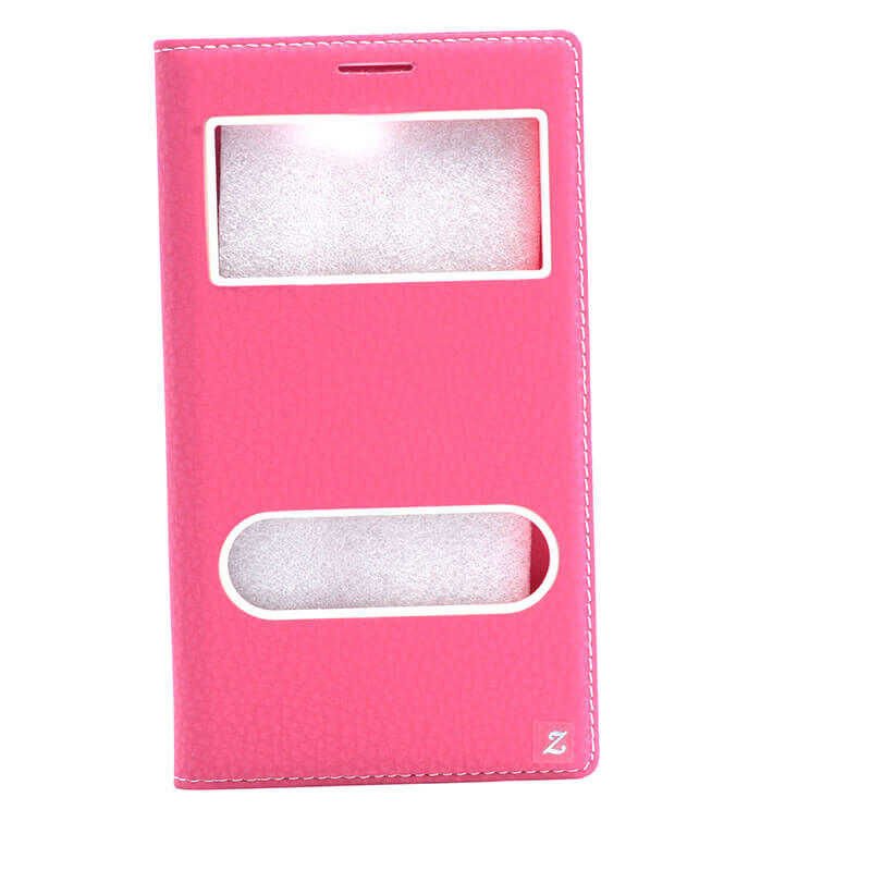 Samsung Galaxy Note 2 Kapaklı Kılıf Mıknatıslı 360 Tam Korumalı (DOLCE) Pembe Koyu