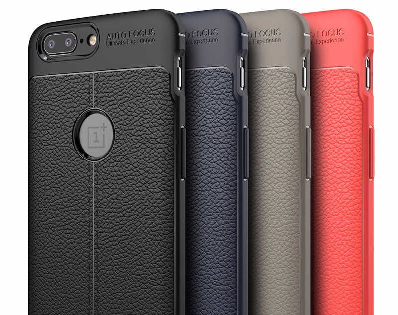 One Plus 5 Kılıf Deri Görünümlü Renk Atmayan Dayanaklı Silikon Kapak (NİSS) Siyah