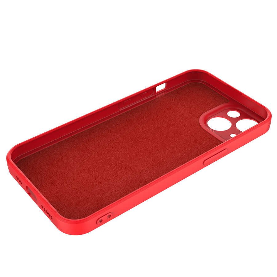 Apple  iPhone 13 Kadife İç Yüzey Yumuşak Dokulu Kamera Korumalı İnce Kapak (MARA) Siyah