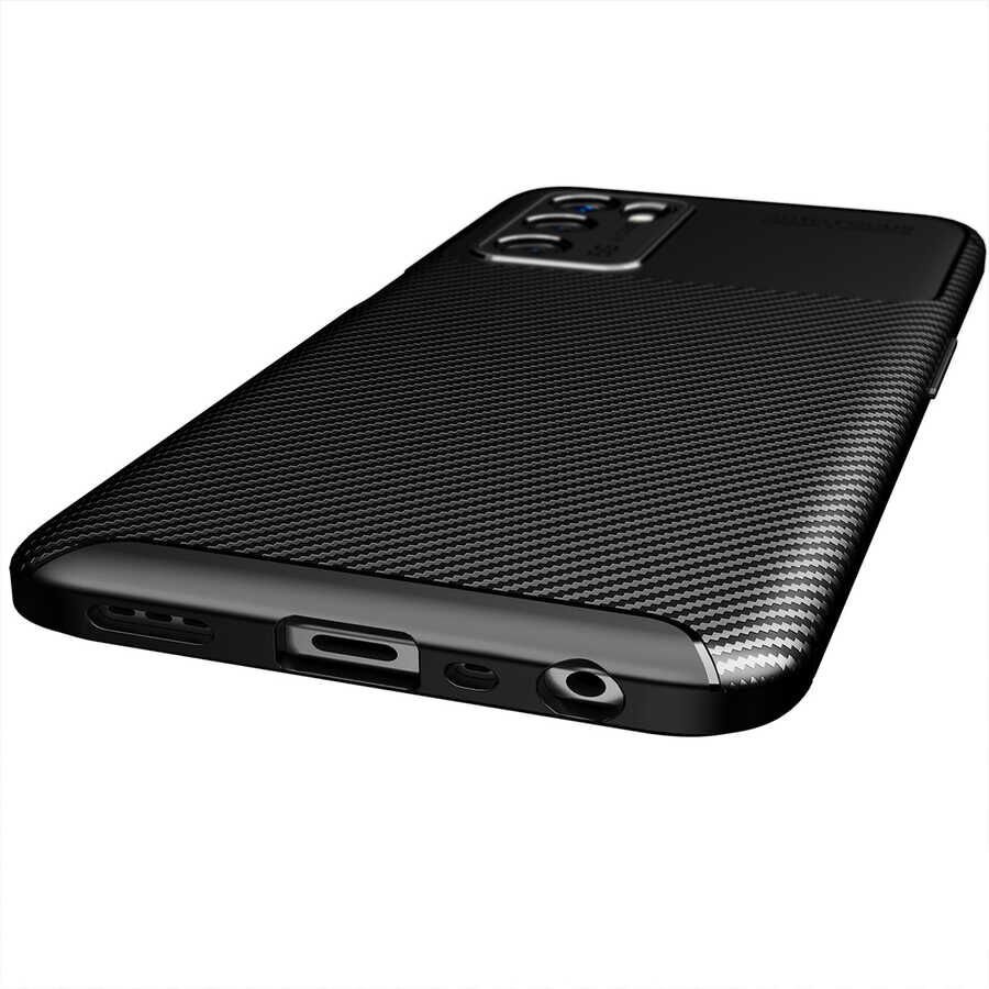 Oppo A16 Kılıf Kamera Çıkıntılı Karbon Fiber Dokulu Renk Atmaz Kapak (NEGRO) Siyah