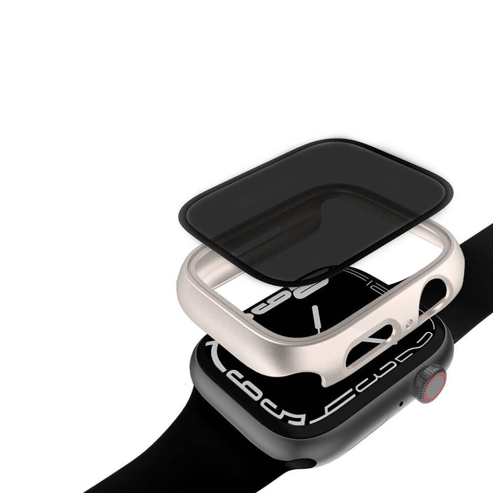 Apple Watch 7 41mm Sert PC Kasa ve Privacy Hayalet Ekran Koruyucu (Gard 32) Siyah