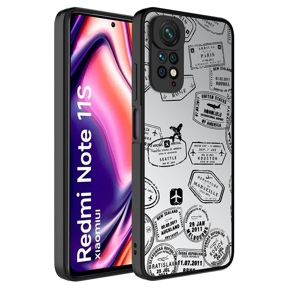 Xiaomi Redmi Note 11S Global Kılıf Aynalı Desenli Kamera Korumalı Parlak HEPTEKİLETİŞİM Mirror Kapak