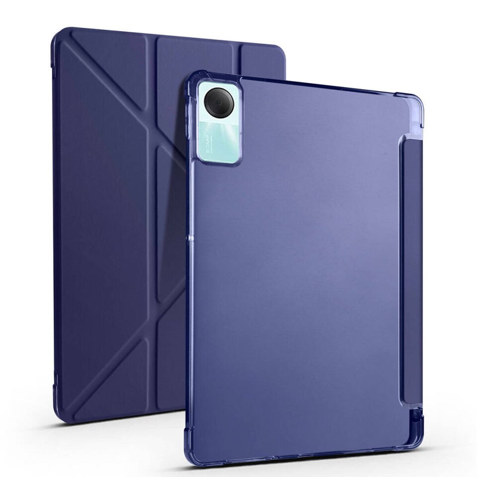 Xiaomi Redmi Pad SE Kılıf Kalem Bölmeli Standlı 360 Derece Tam Korumalı Tasarım (TR) Rose Gold