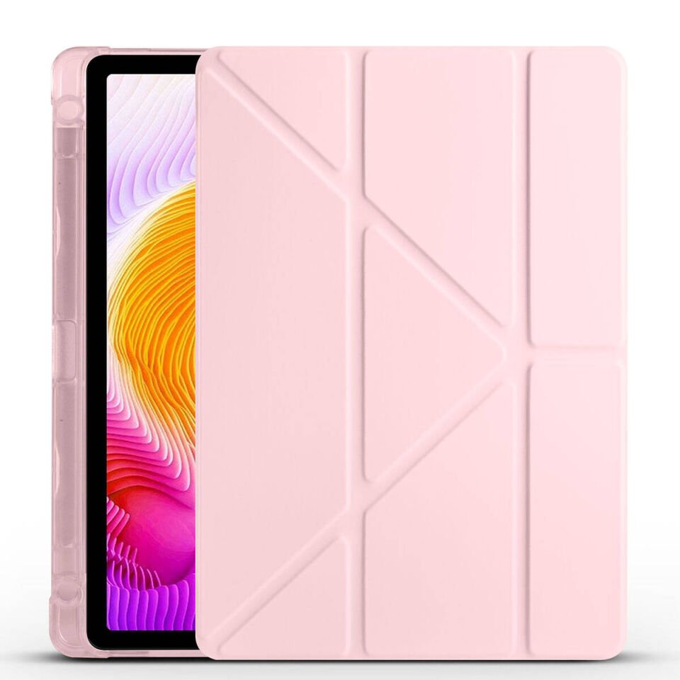 Xiaomi Redmi Pad SE Kılıf Kalem Bölmeli Standlı 360 Derece Tam Korumalı Tasarım (TR) Rose Gold