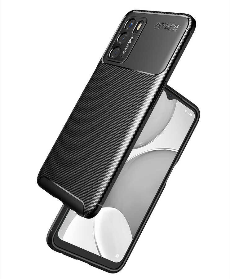Oppo A16 Kılıf Kamera Çıkıntılı Karbon Fiber Dokulu Renk Atmaz Kapak (NEGRO) Kahverengi