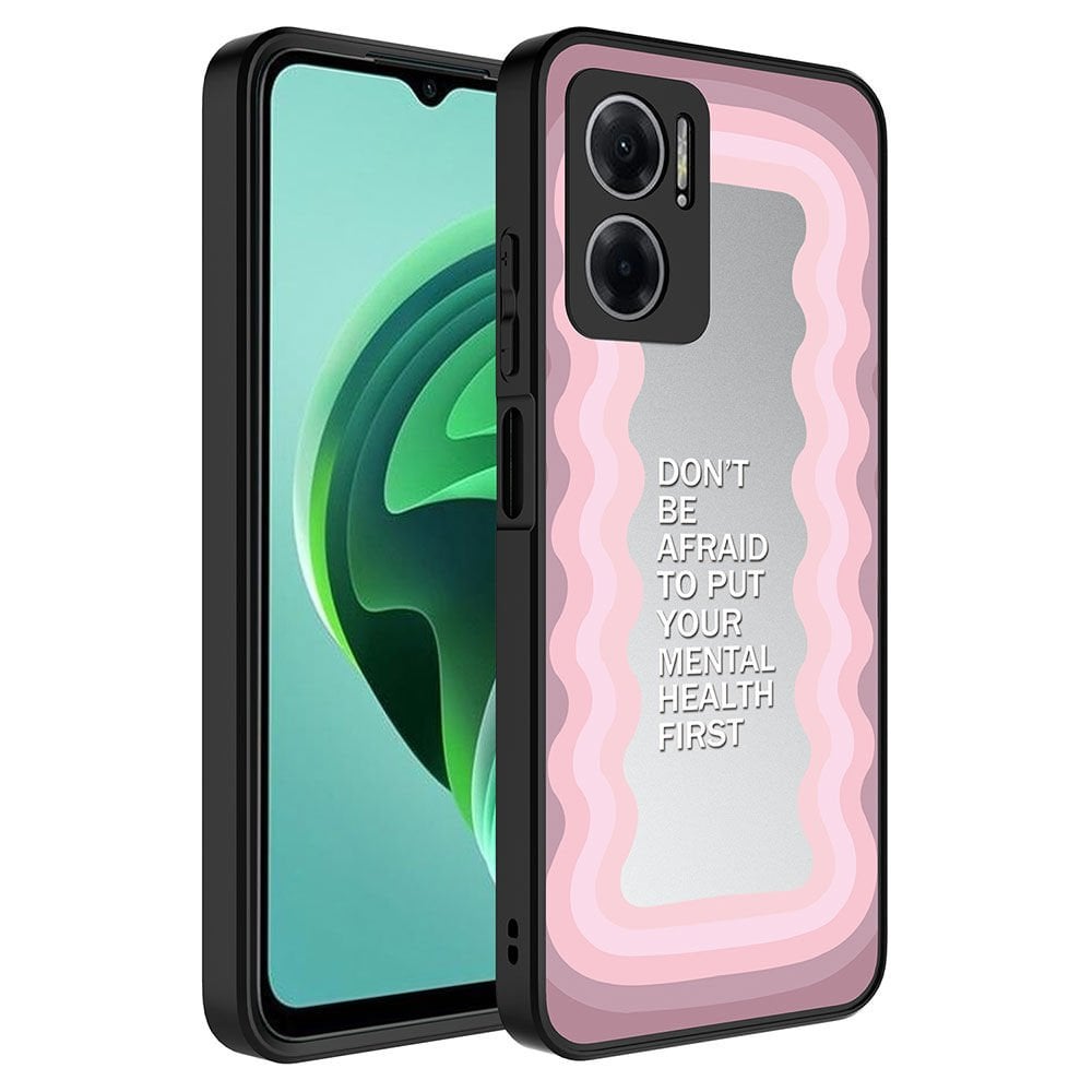 Xiaomi Redmi Note 11E Kılıf Aynalı Desenli Kamera Korumalı Parlak HEPTEKİLETİŞİM Mirror Kapak