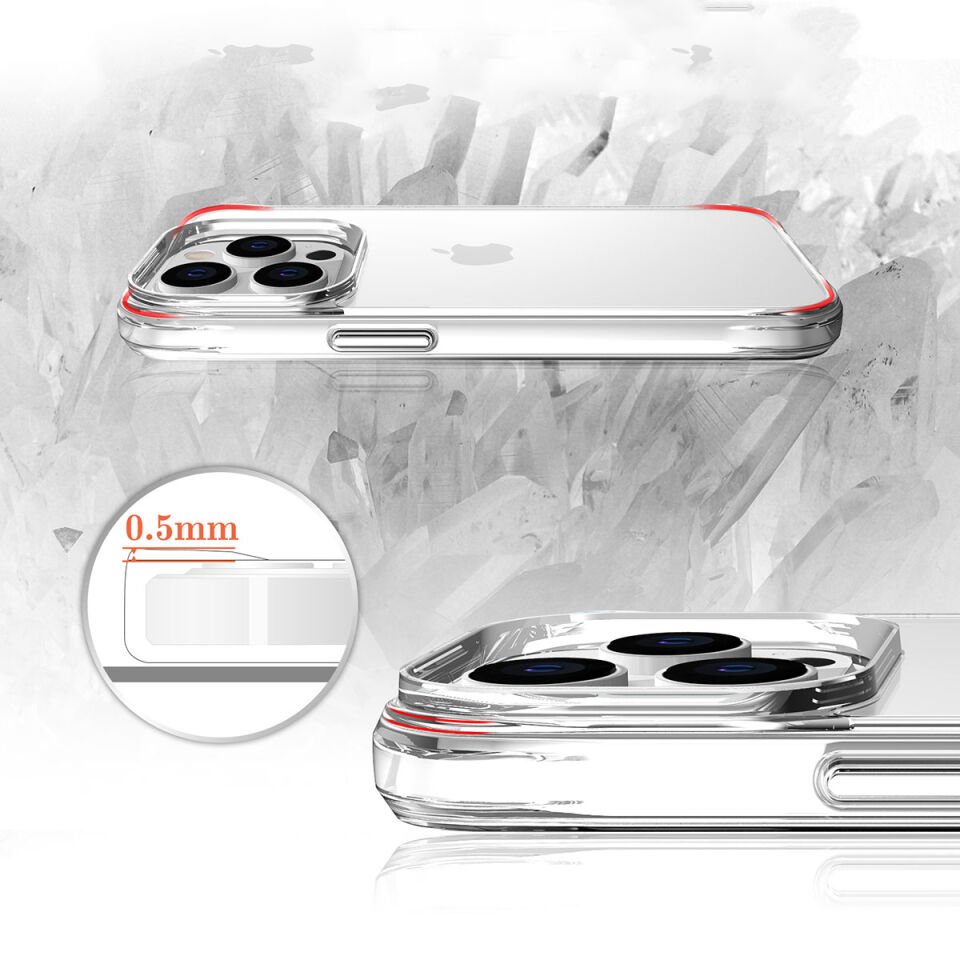 Apple iPhone 13 Pro Max Kılıf HEPTEKİLETİŞİM Şeffaf Ultra İnce Airbag Tasarımlı Okka Kapak