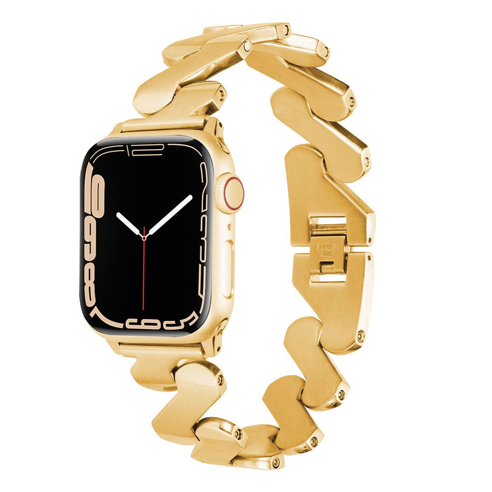 Apple Watch 2/3/4/5/6/7/8/se/nike 38mm 40mm 41mm Metal Strap Kordon Tasarım (KRD-80) Gold