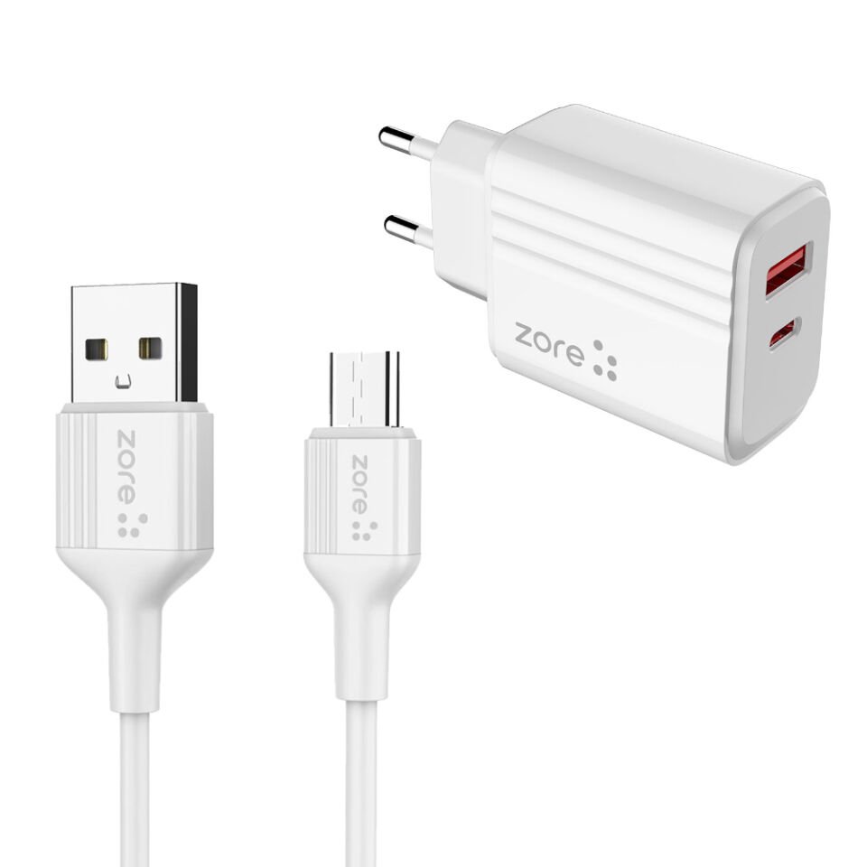 Play Serisi PL3 Type-C 2in1 Seyahat Şarj Aleti 20W Beyaz