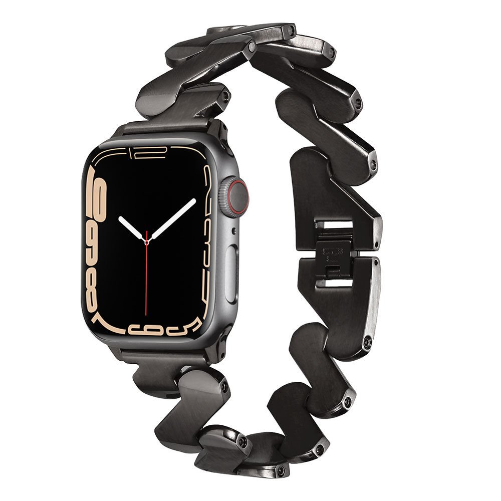 Apple Watch 2/3/4/5/6/7/8/se/ultra/nike 42mm 44mm 45mm 49mm Metal Strap Kordon Tasarım (KRD-80) Siyah