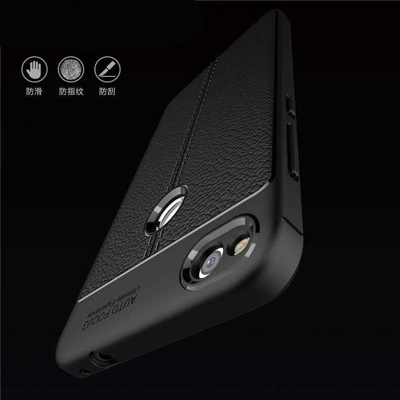 Huawei P9 Lite Mini Kılıf Deri Görünümlü Renk Atmayan Dayanaklı Silikon Kapak (NİSS) Siyah