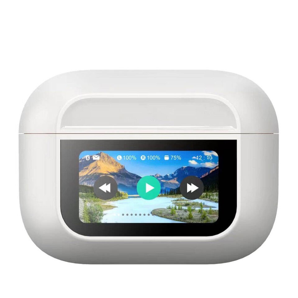 ANC Özellikli Dokunmatik LCD Ekranlı TWS Kulak İçi Bluetooth v5.4 Kulaklık (BTK-ZR76) Beyaz