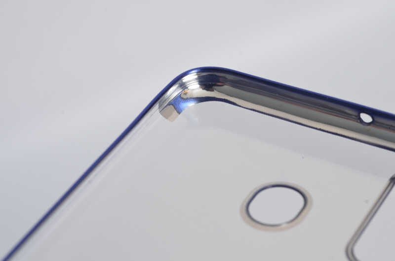 Samsung Galaxy M30 Kılıf Dört Köşe Renkli Lazer Şeffaf Silikon Kapak (GLİTTER) Mavi