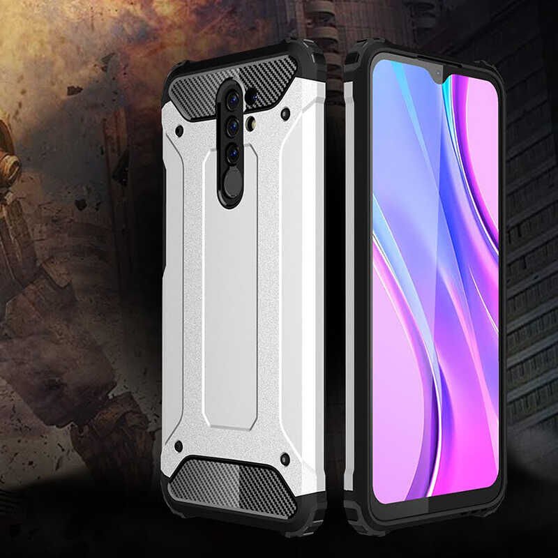 Xiaomi Redmi 9 Kılıf Armor Köşe Korumalı Çift Katman Tank Zırh Kapak (CRASH) Gri