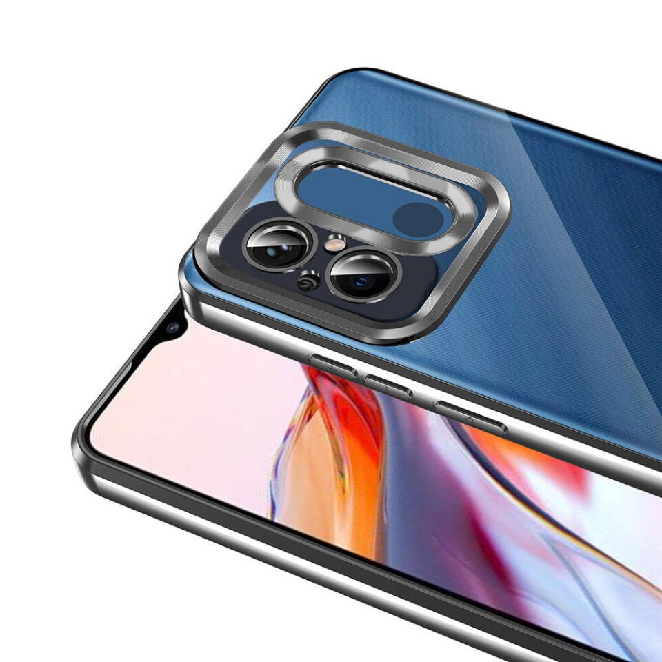 Xiaomi Redmi 12C Kılıf Kamera Lens Korumalı Logo Gösteren Parlak Kenarlı Kapak (OMEGA) Rose Gold