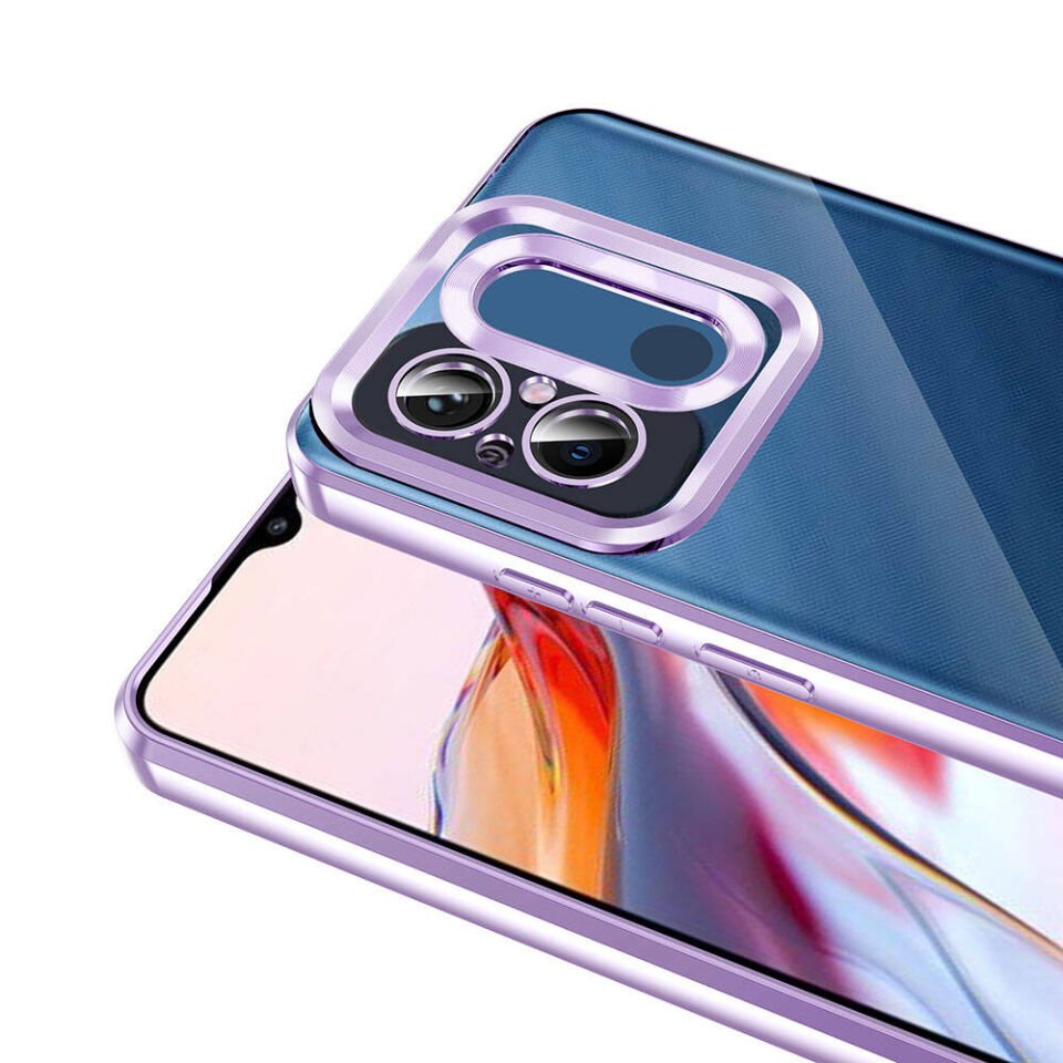 Xiaomi Redmi 12C Kılıf Kamera Lens Korumalı Logo Gösteren Parlak Kenarlı Kapak (OMEGA) Rose Gold