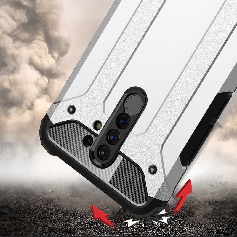 Xiaomi Redmi 9 Kılıf Armor Köşe Korumalı Çift Katman Tank Zırh Kapak (CRASH) Mavi