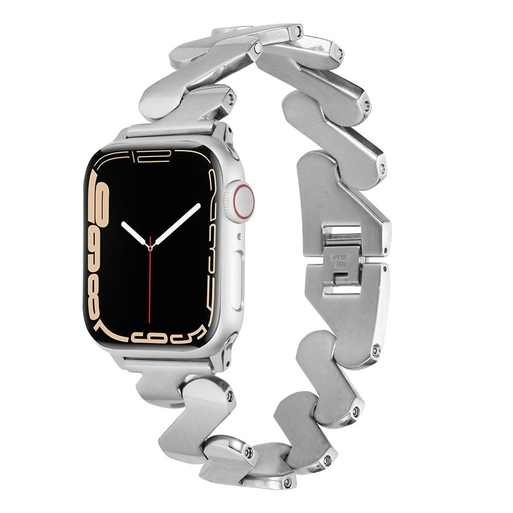 Apple Watch 2/3/4/5/6/7/8/se/ultra/nike 42mm 44mm 45mm 49mm Metal Strap Kordon Tasarım (KRD-80) Gümüş