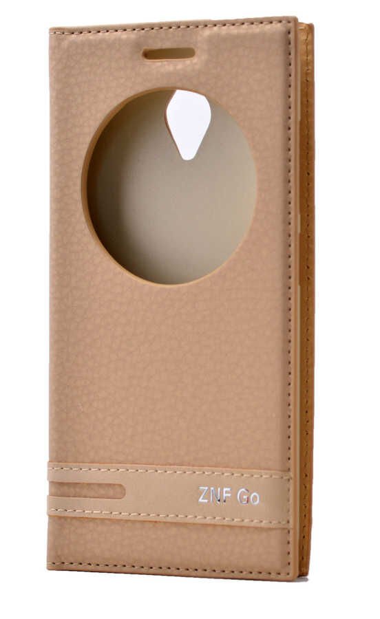 Asus Zenfone Go ZC500TG Kapaklı Kılıf Darbelere Karşı Tam Korumalı (ELİTE) Gold
